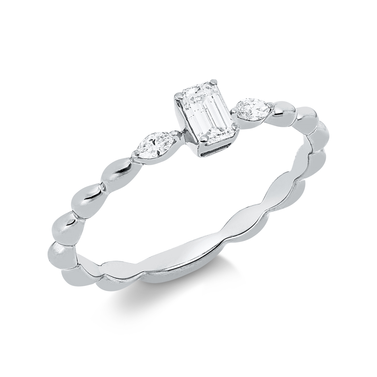 marquise solitaire with accent stones ring in white gold