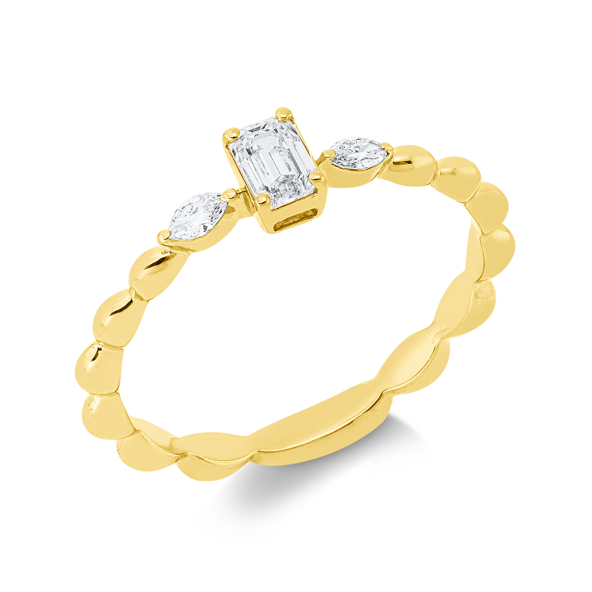 marquise solitaire with accent stones ring in yellow gold