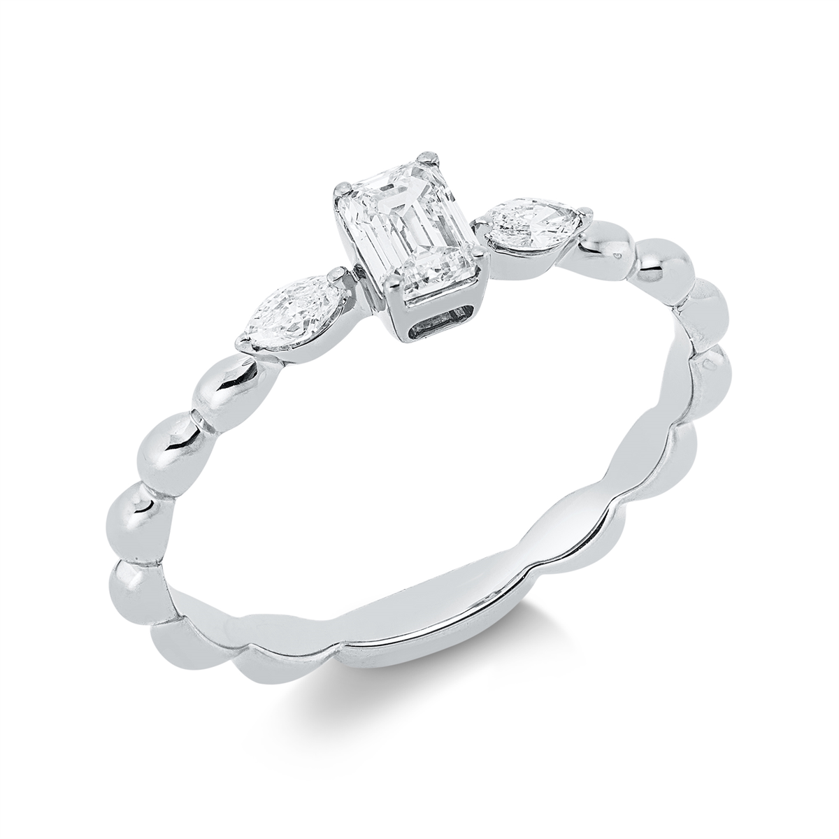 marquise solitaire with accent stones ring in white gold