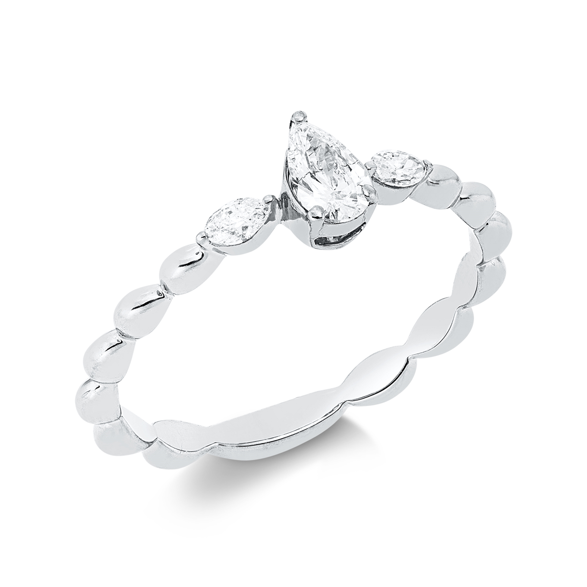 marquise solitaire with accent stones ring in white gold
