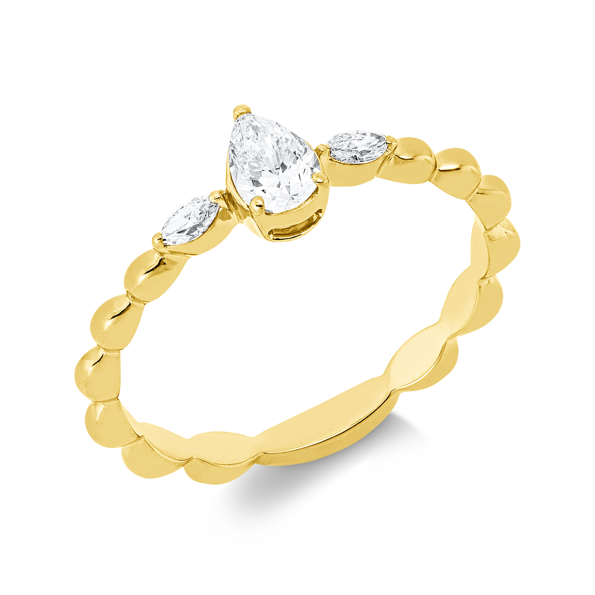 marquise solitaire with accent stones ring in yellow gold
