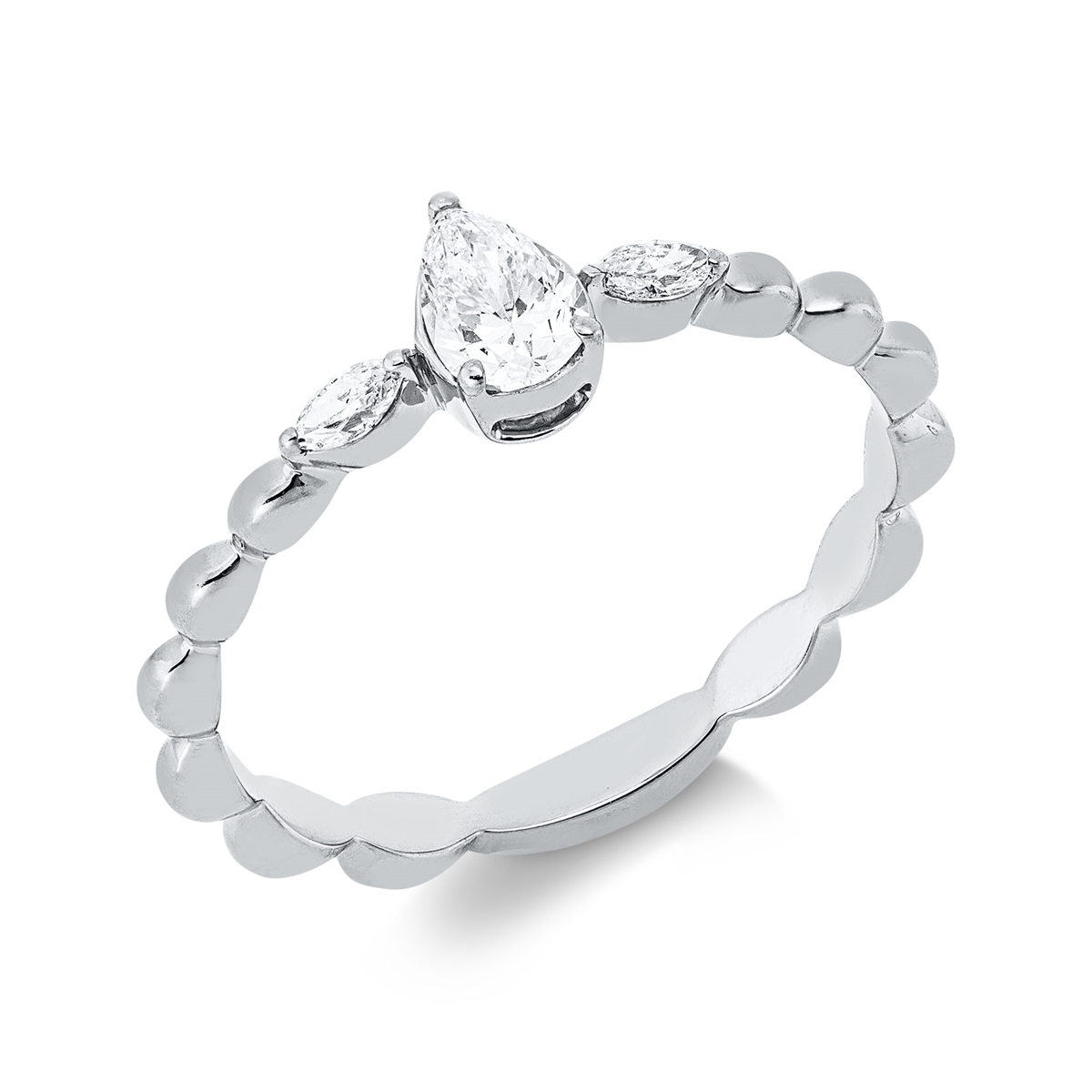marquise solitaire with accent stones ring in white gold