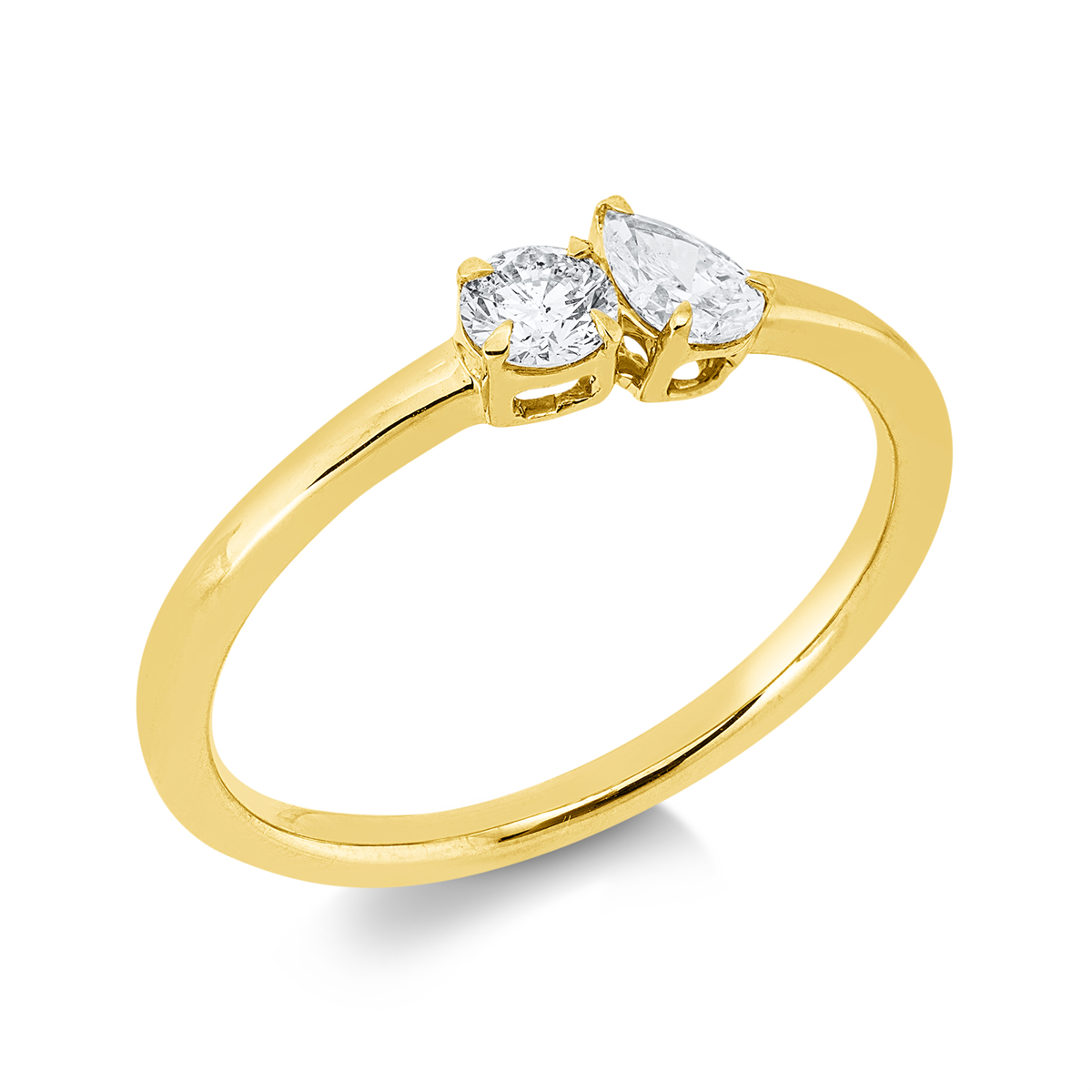 diamond full cut solitaire with accent stones ring in yellow gold
