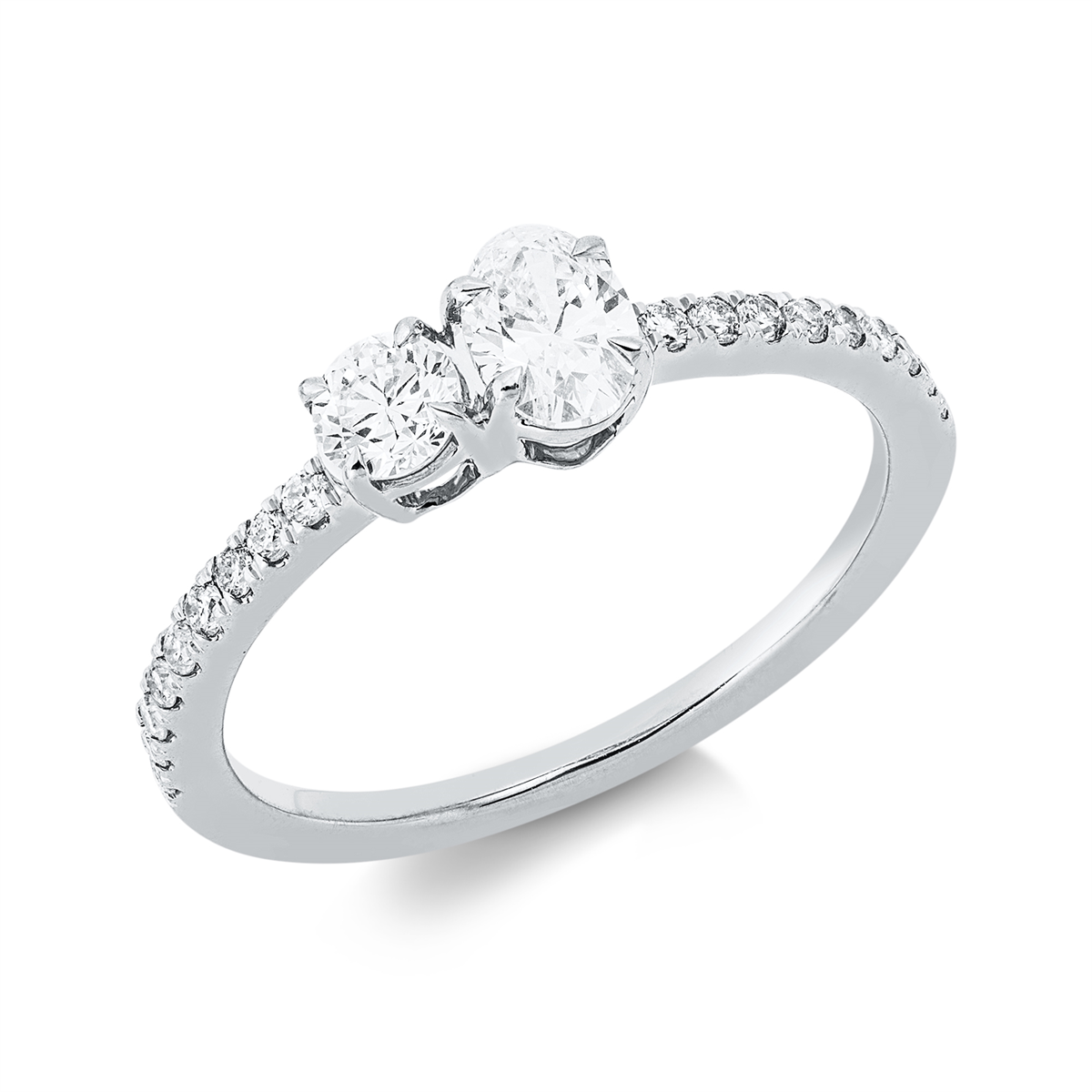 diamond full cut solitaire with accent stones ring in white gold