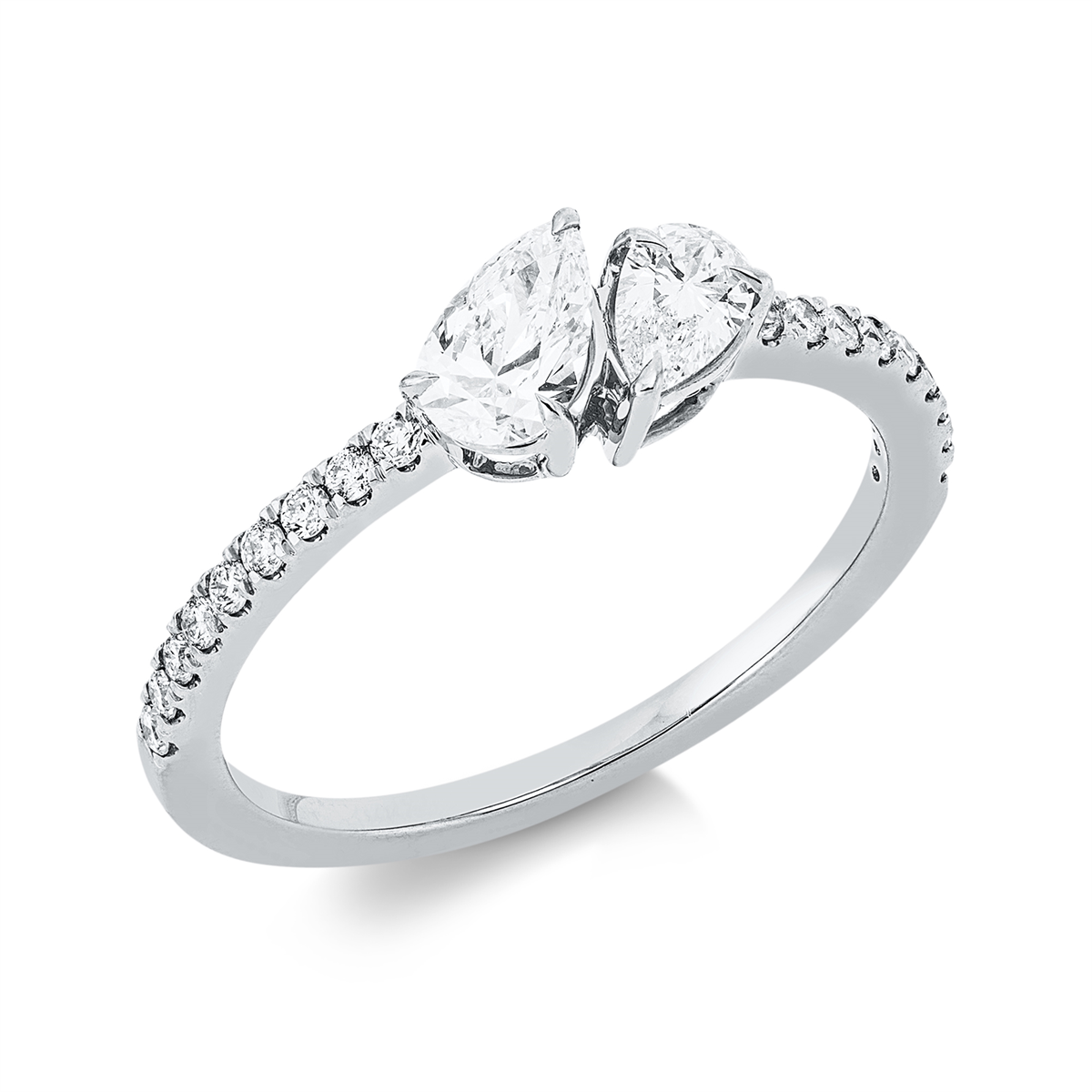diamond full cut solitaire with accent stones ring in white gold