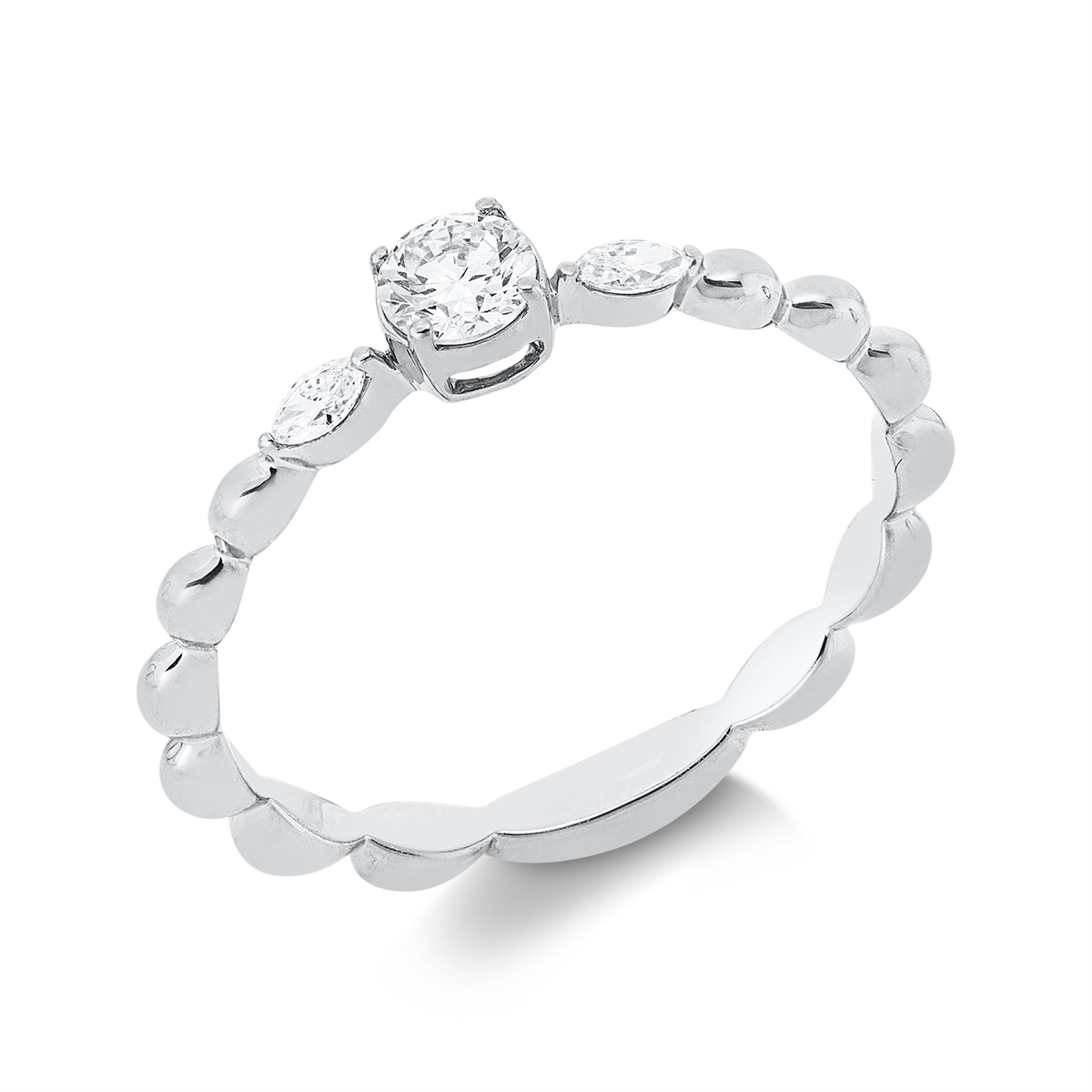 marquise solitaire with accent stones ring in white gold