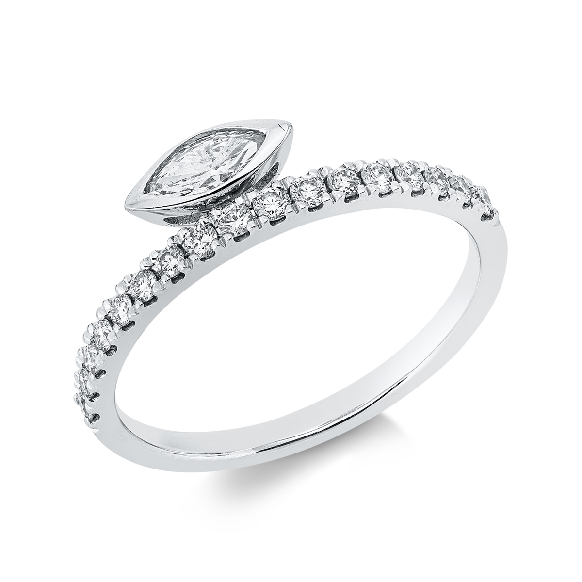 diamond full cut solitaire with accent stones ring in white gold