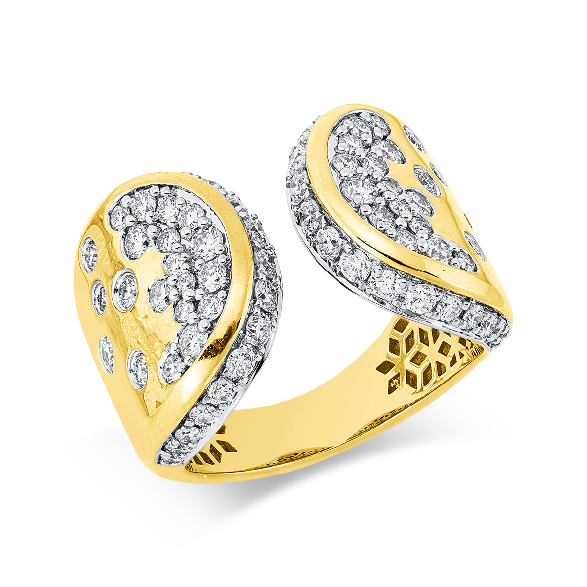 diamond full cut modern woman ring in yellow gold / white gold