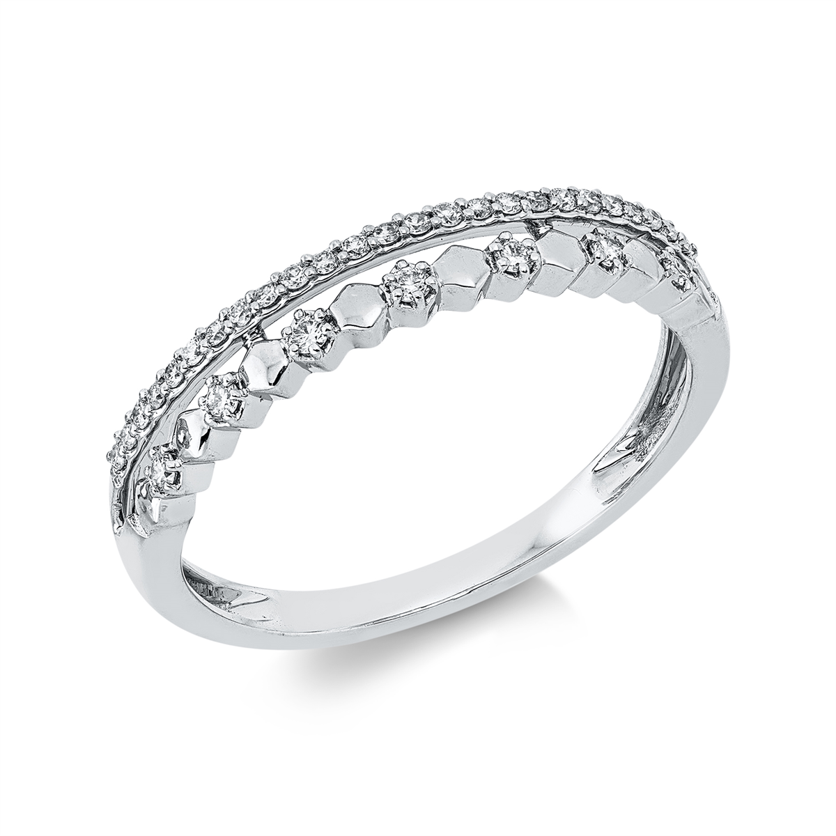 diamond full cut modern woman ring in white gold