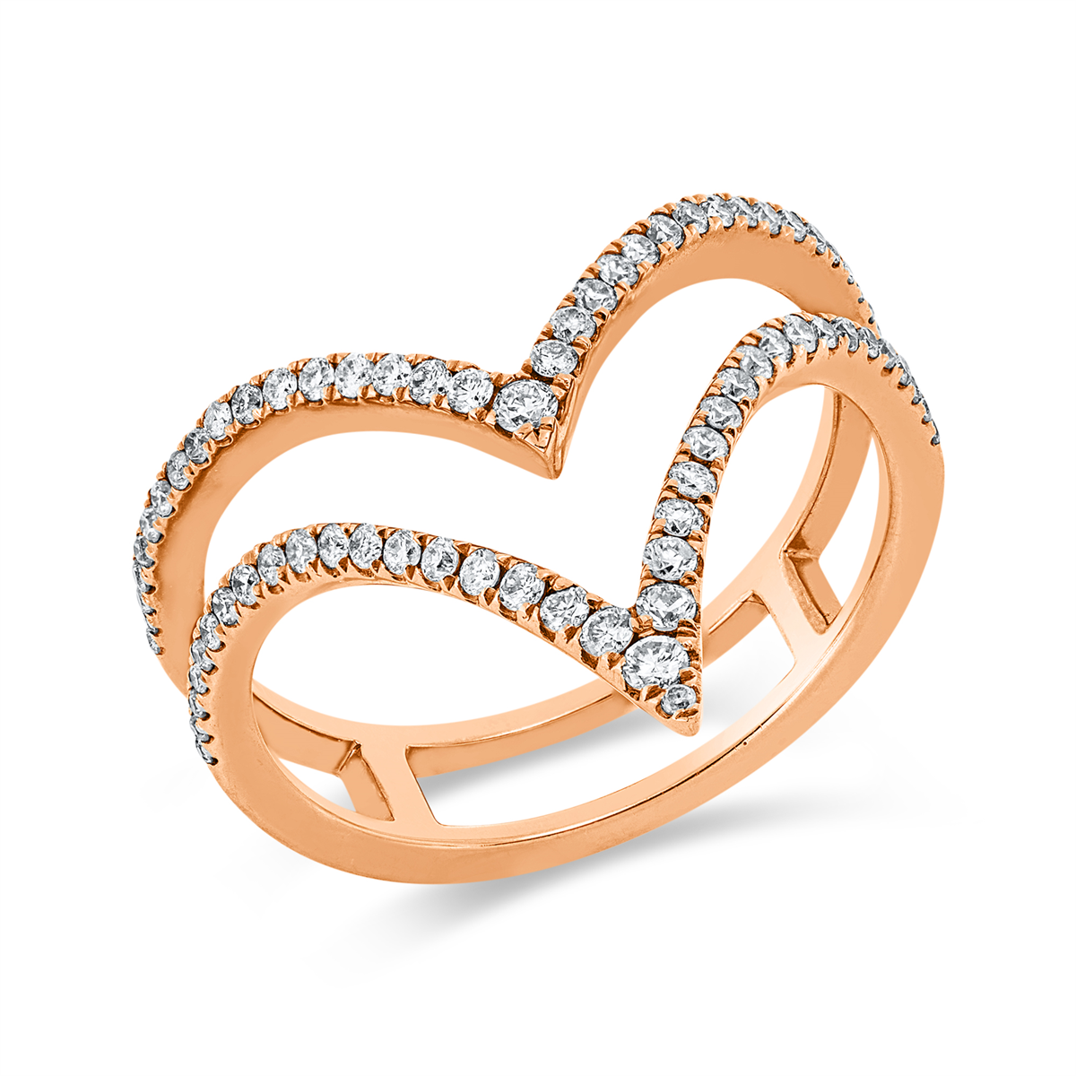 diamond full cut modern woman ring in red gold