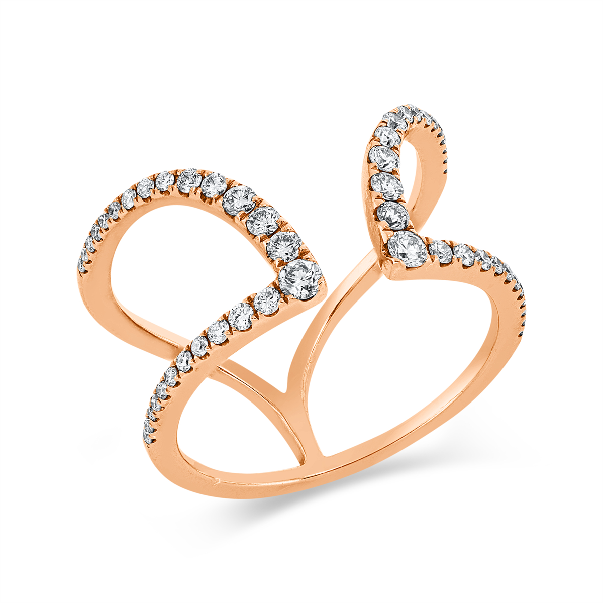 diamond full cut modern woman ring in red gold