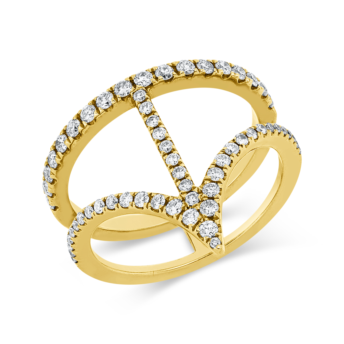 diamond full cut modern woman ring in yellow gold