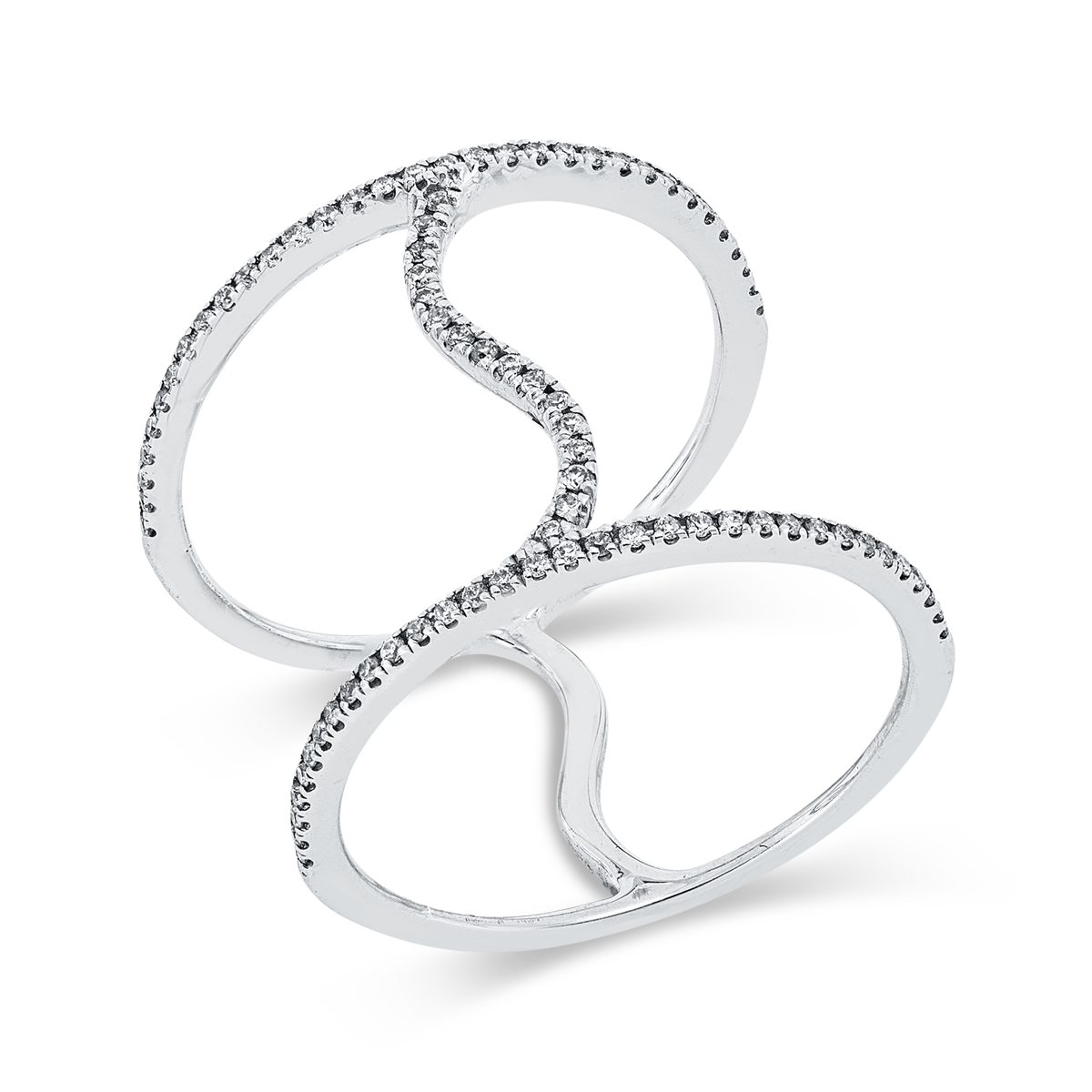 diamond full cut modern woman ring in white gold