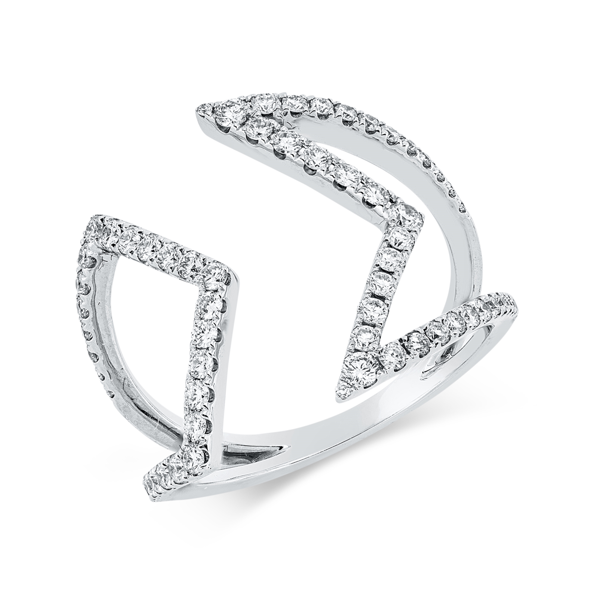 diamond full cut modern woman ring in white gold