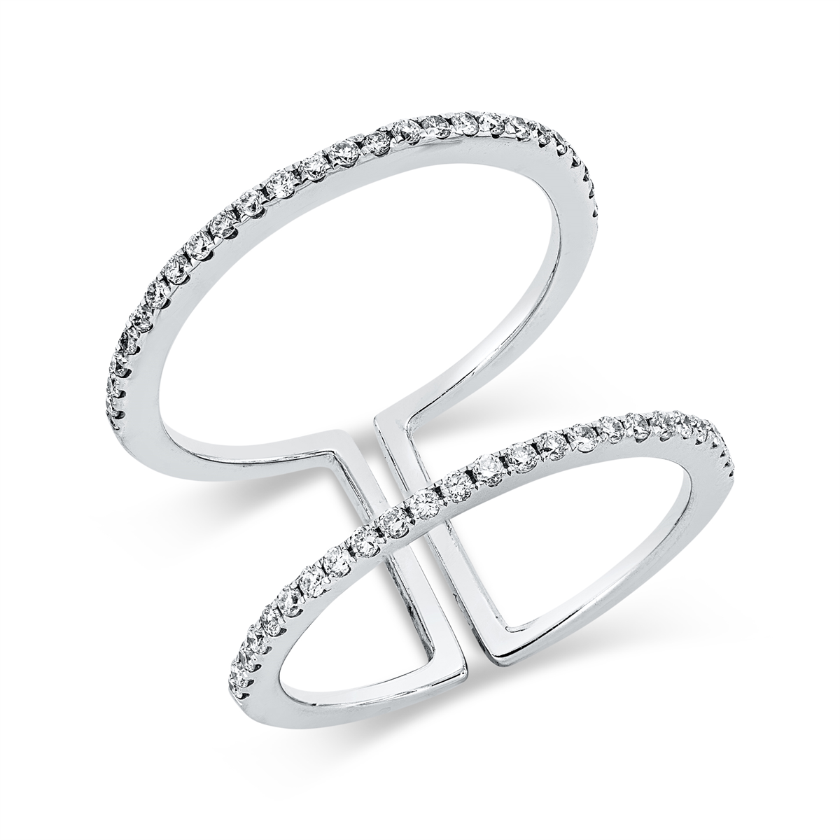 diamond full cut modern woman ring in white gold