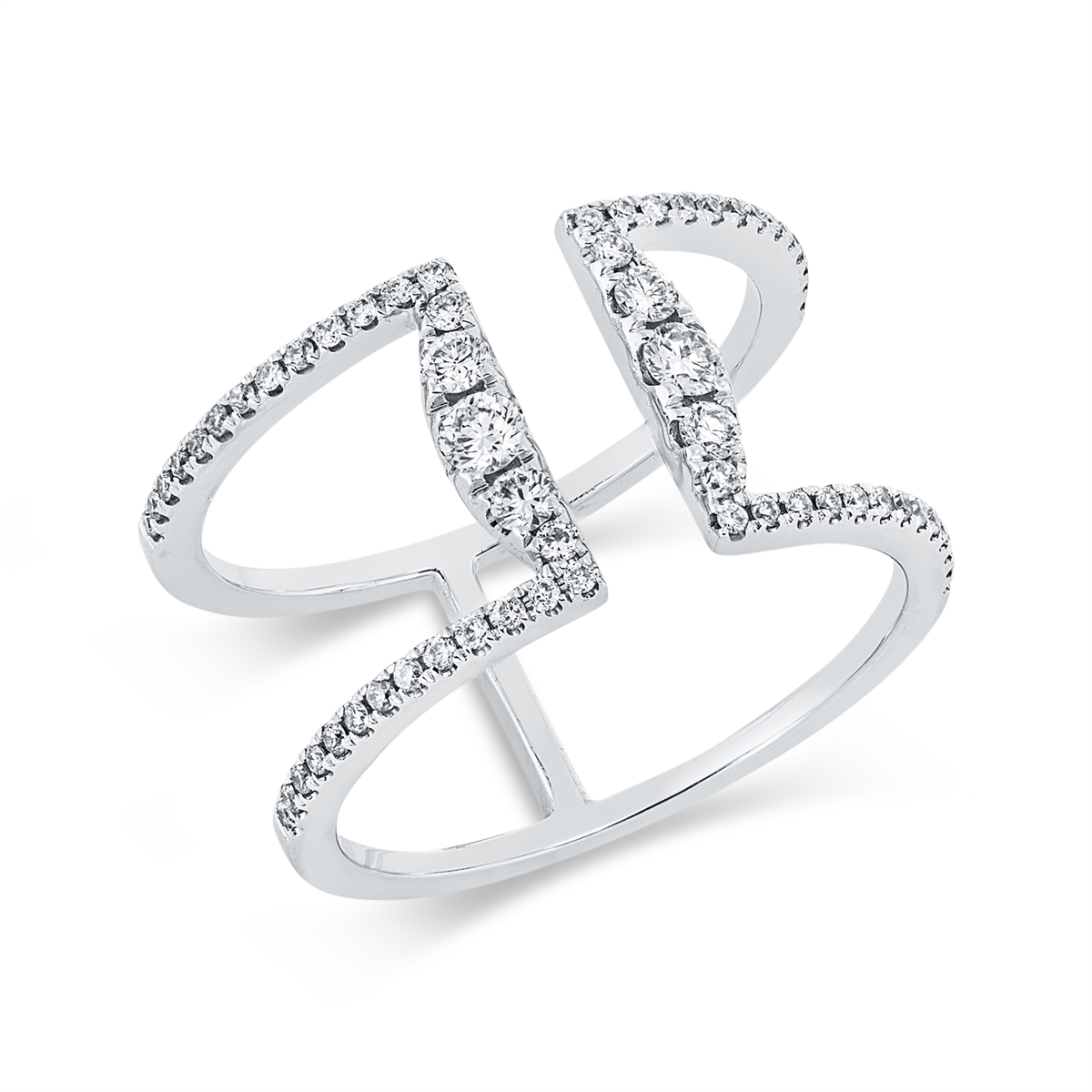 diamond full cut modern woman ring in white gold