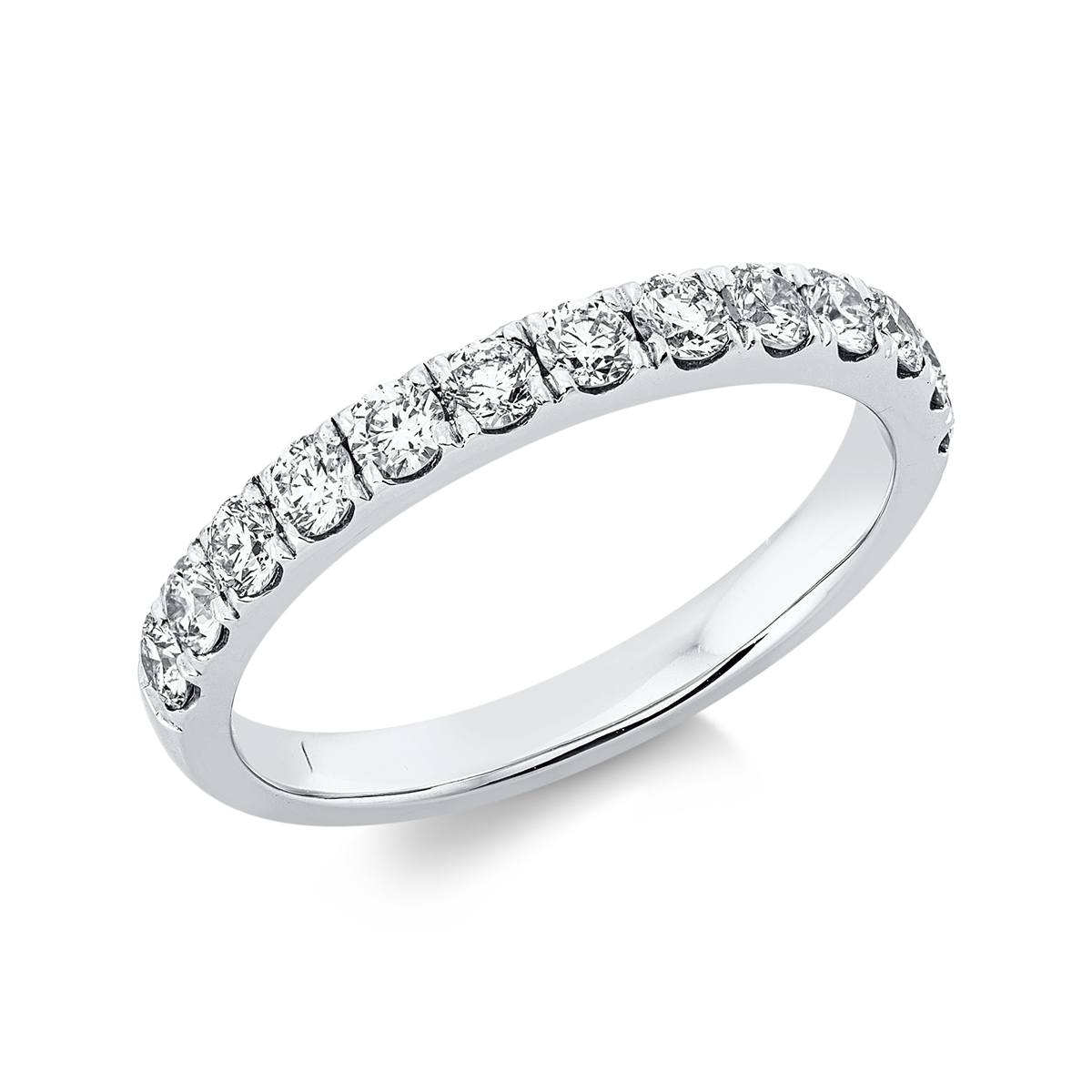 diamond full cut eternity half ring in white gold