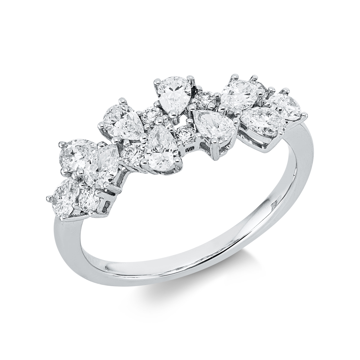 diamond full cut modern woman ring in white gold