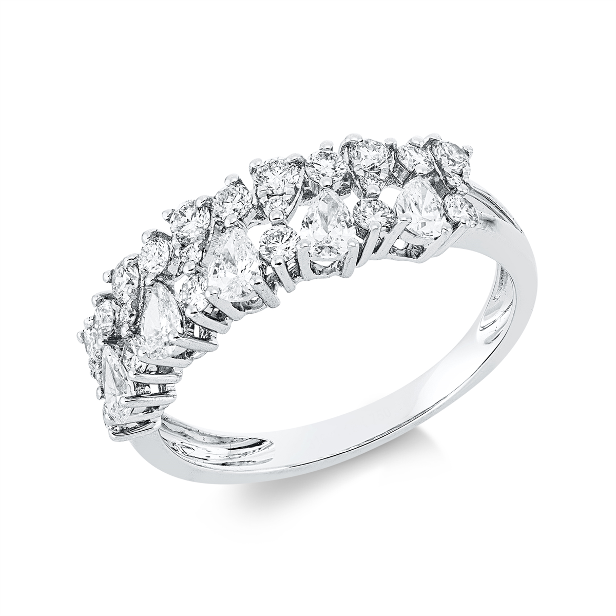 diamond full cut modern woman ring in white gold