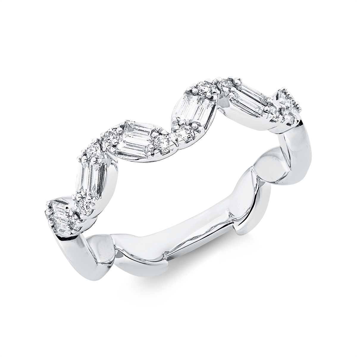diamond full cut modern woman ring in white gold