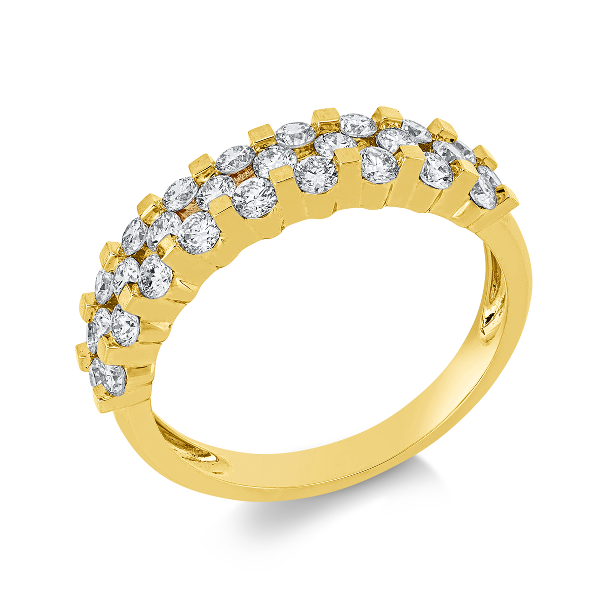 diamond full cut modern woman ring in yellow gold
