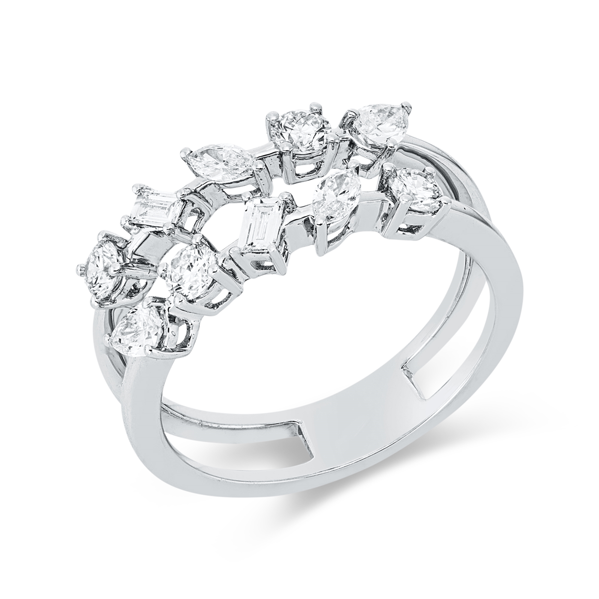 diamond full cut modern woman ring in white gold