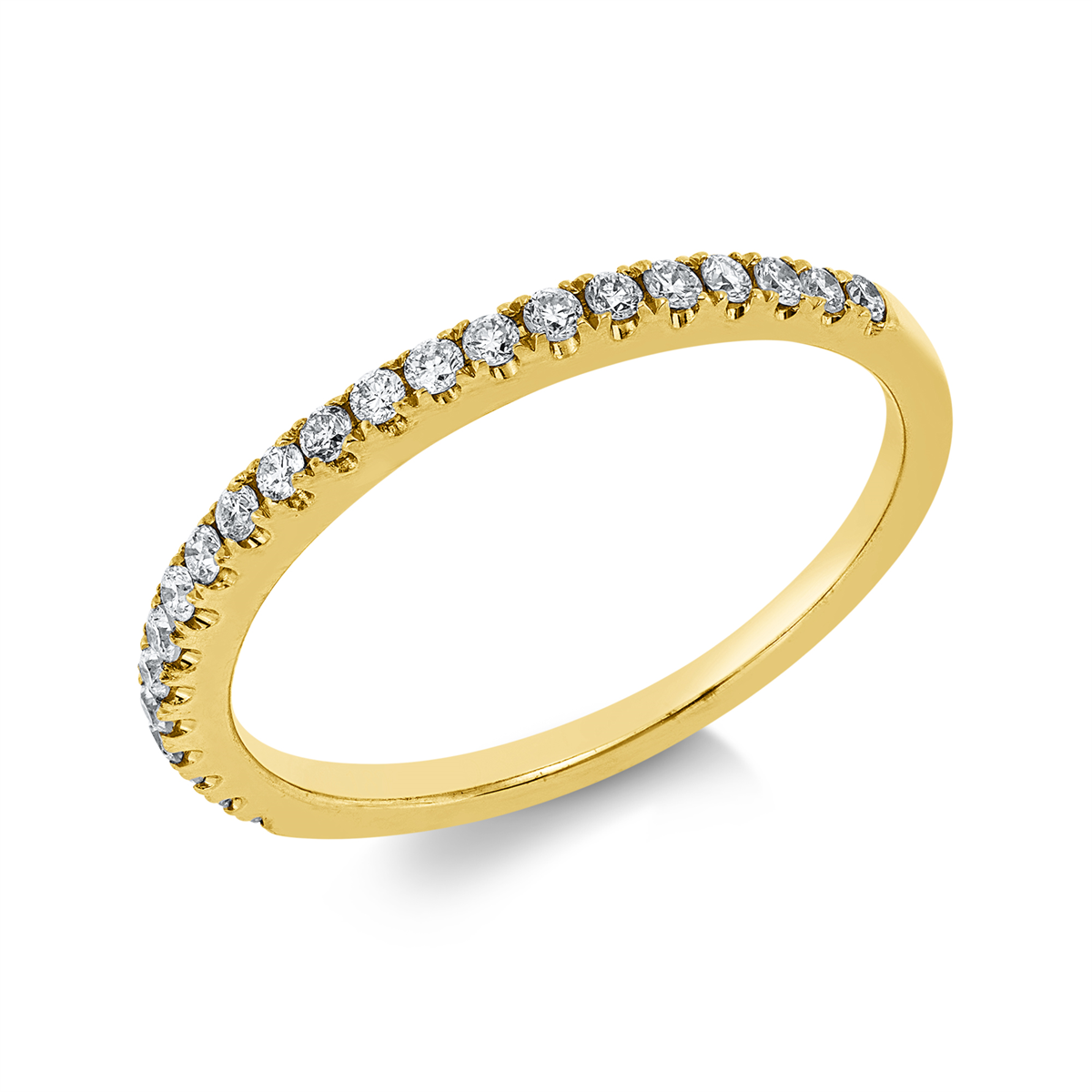 diamond full cut eternity half ring in yellow gold