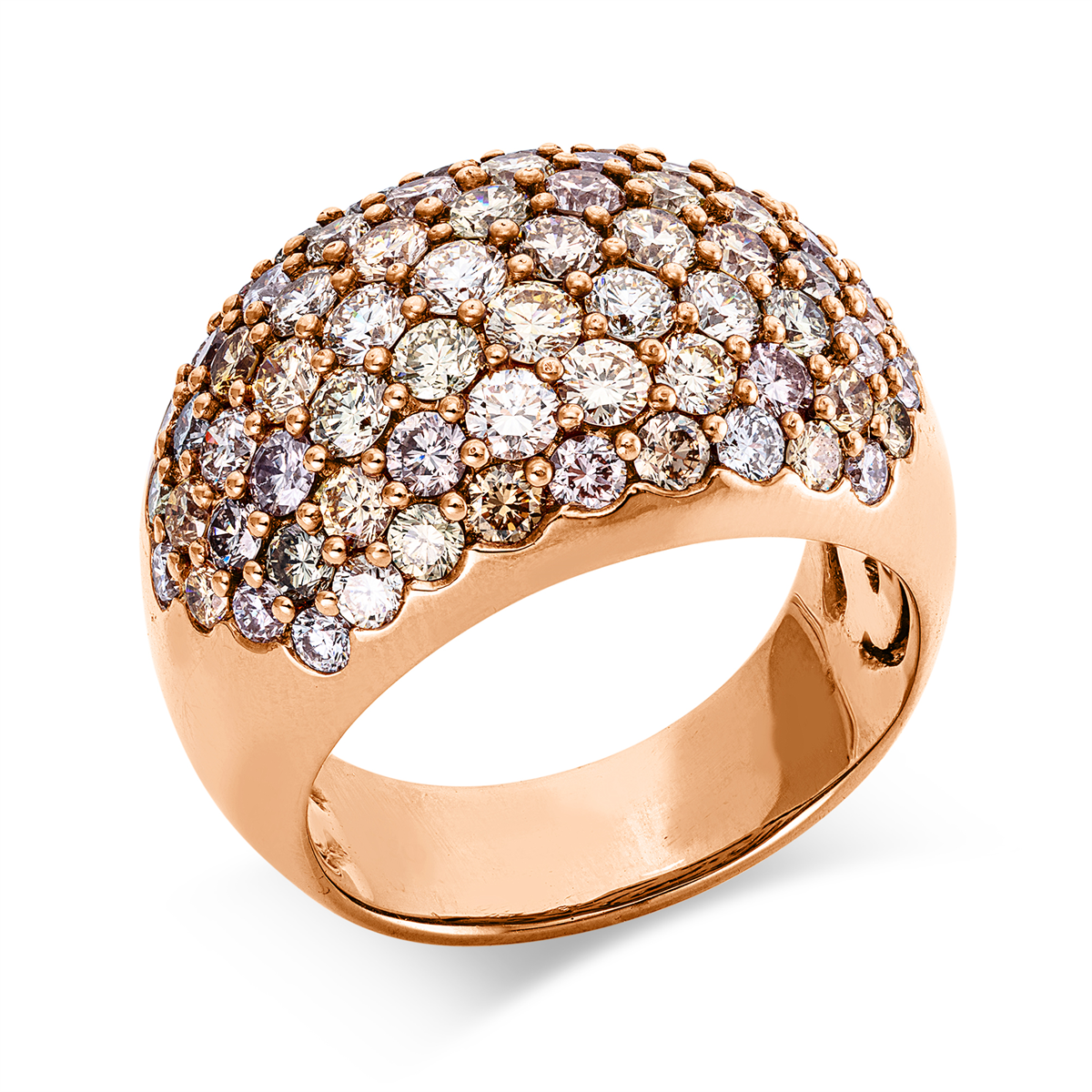 diamond full cut fancy colored diamond ring in red gold