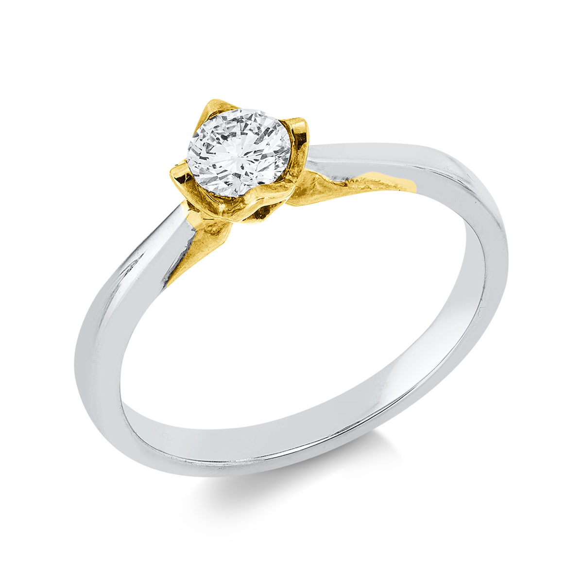 diamond full cut solitaire ring in white gold / yellow gold
