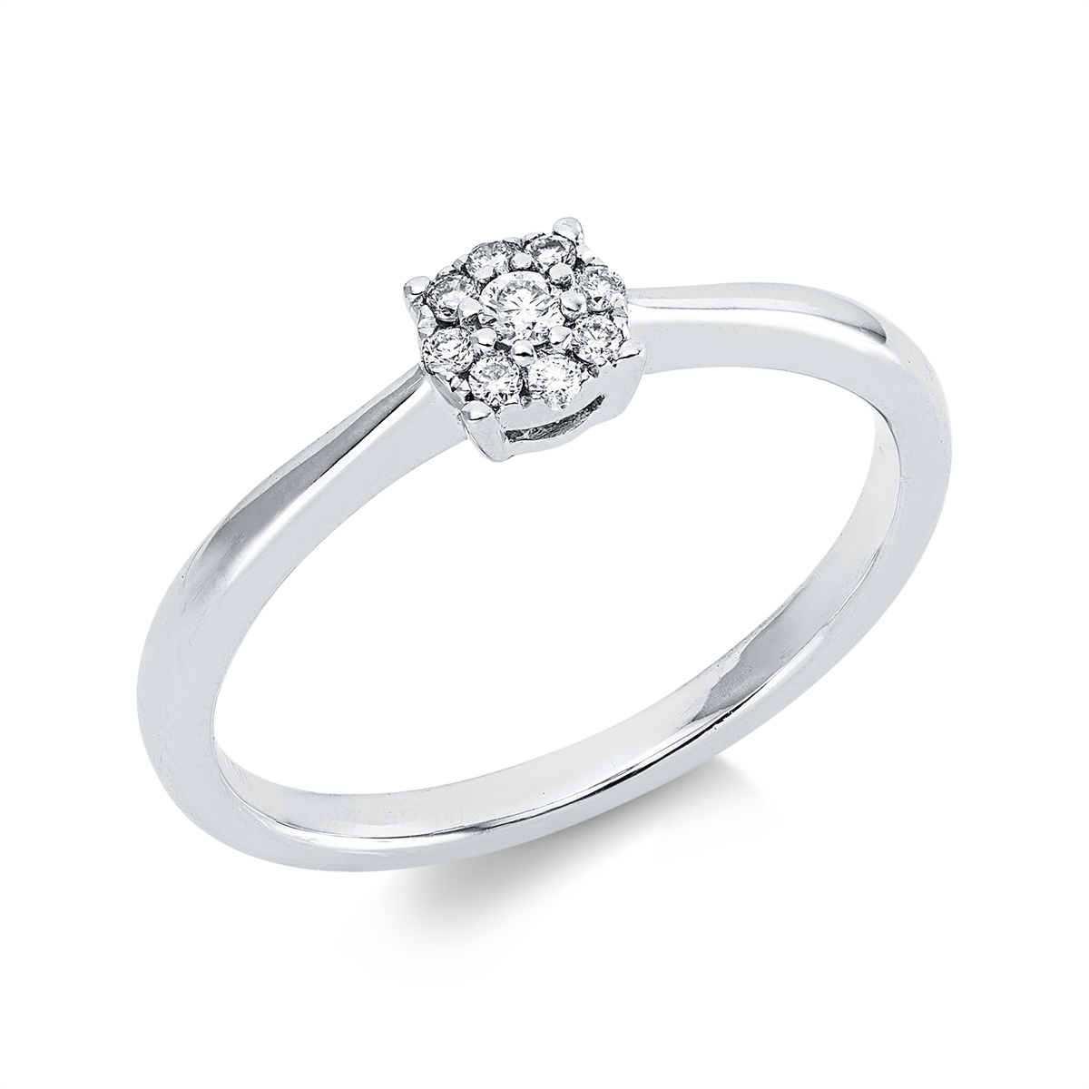 diamond full cut illusion classic ring in white gold