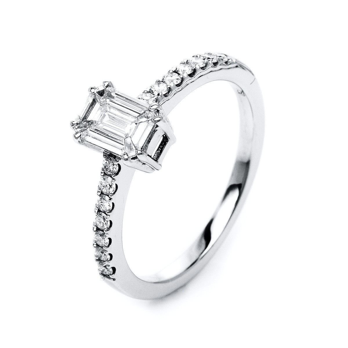 emerald cut illusion classic ring in white gold