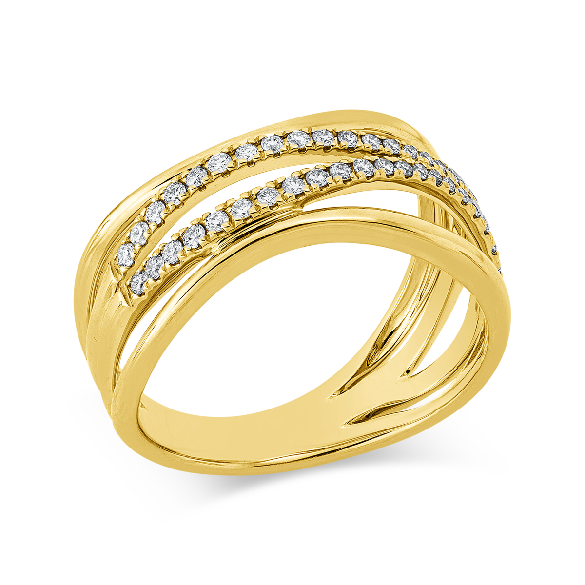 diamond full cut modern woman ring in yellow gold
