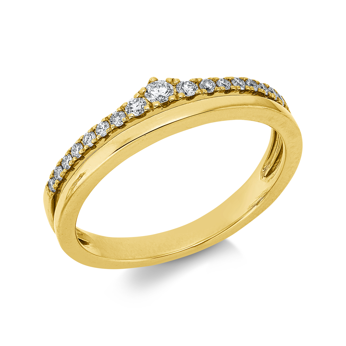 diamond full cut modern woman ring in yellow gold