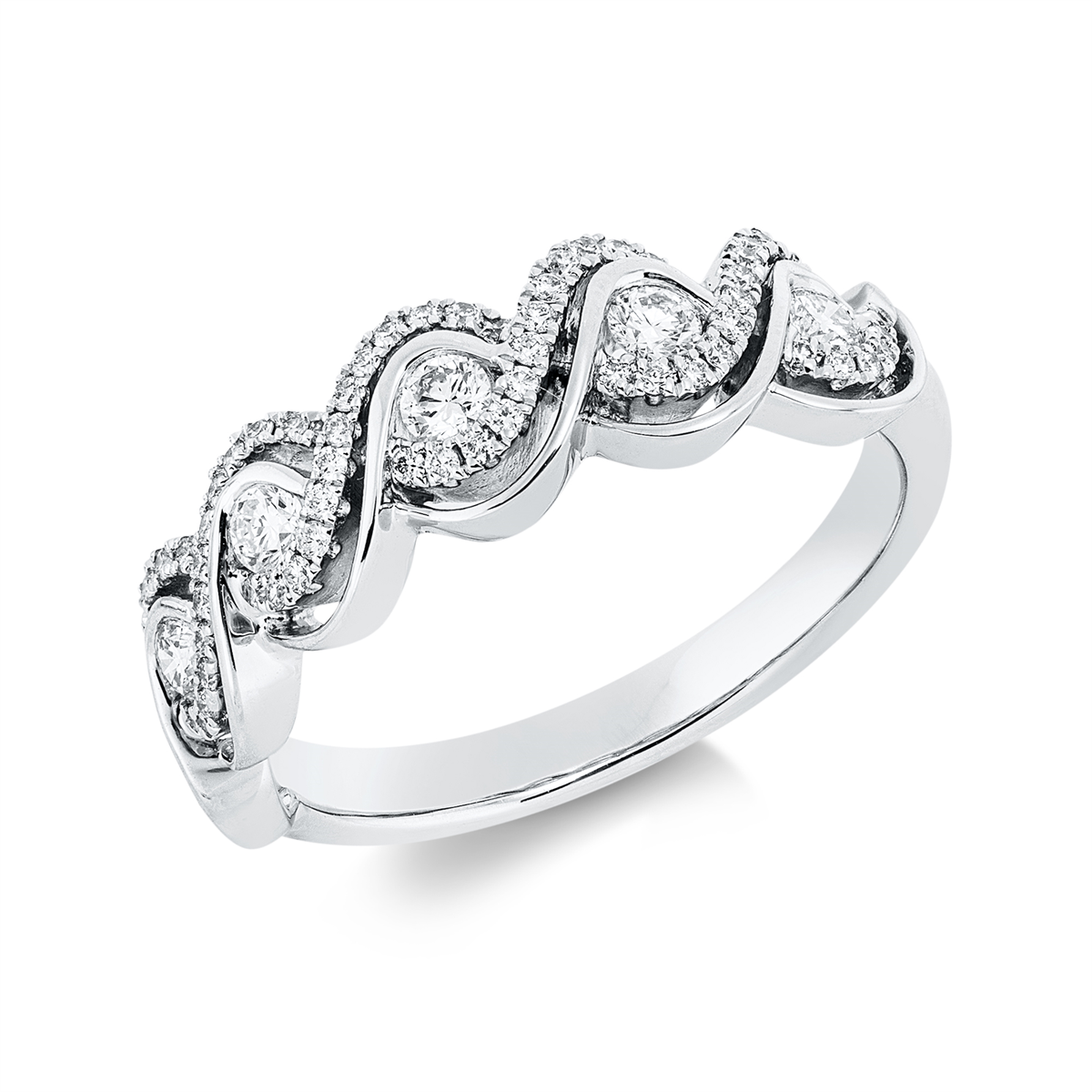 diamond full cut modern woman ring in white gold