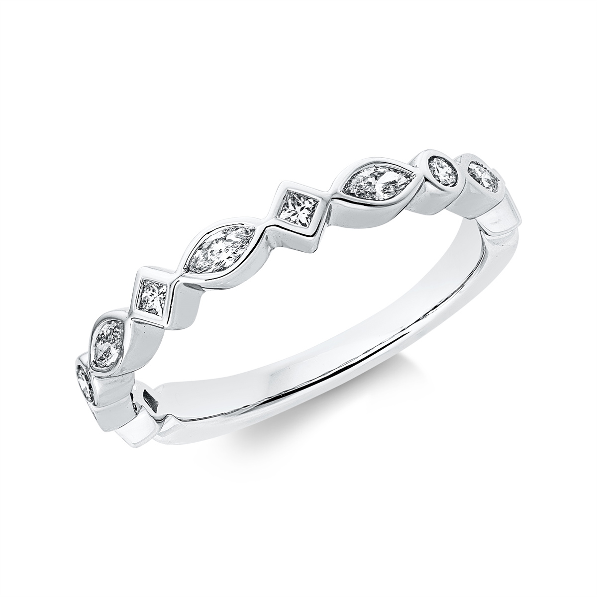 diamond full cut modern woman ring in white gold