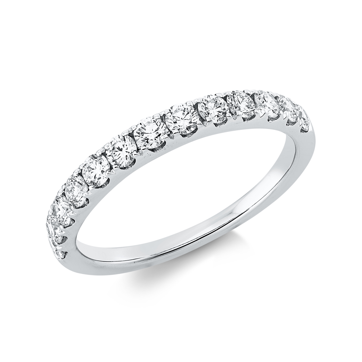diamond full cut eternity half ring in white gold