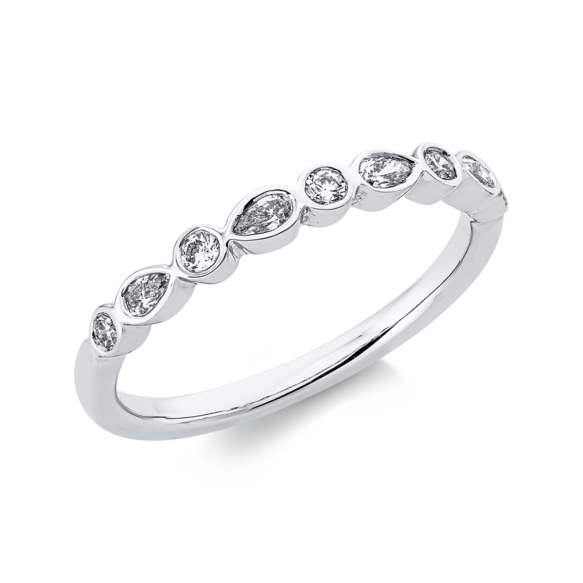 diamond full cut modern woman ring in white gold