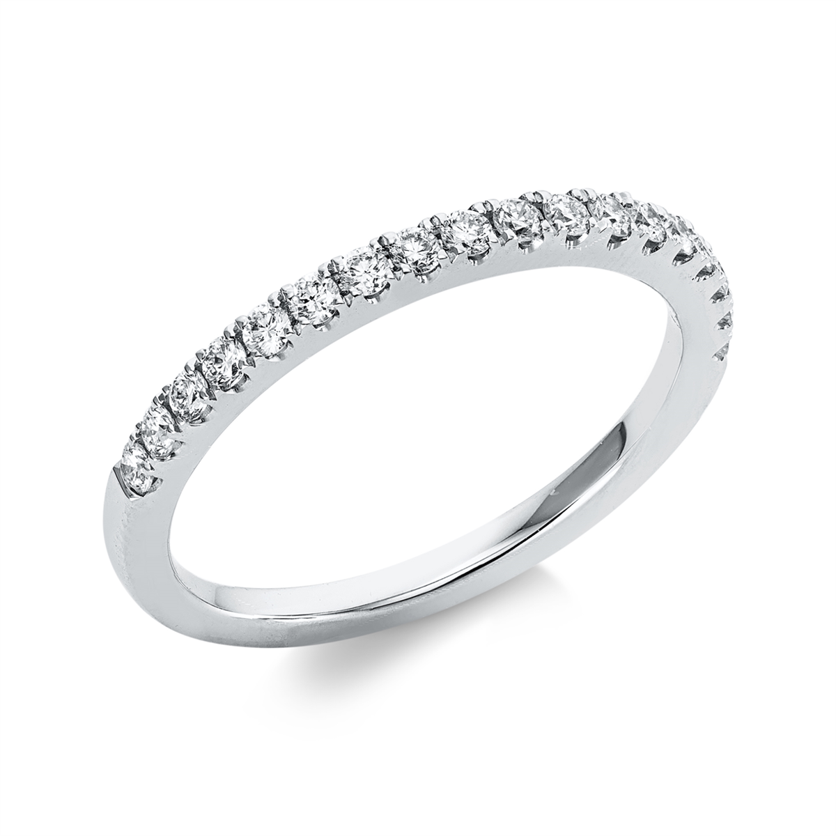 diamond full cut eternity half ring in white gold