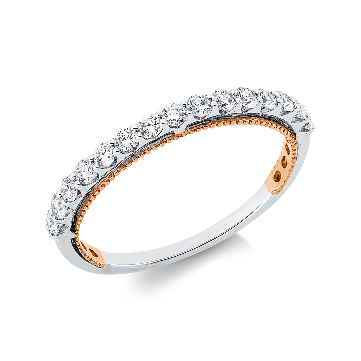 diamond full cut eternity half ring in whitegold / rosegold