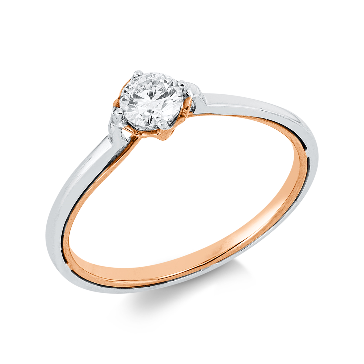 diamond full cut solitaire ring in whitegold / rosegold