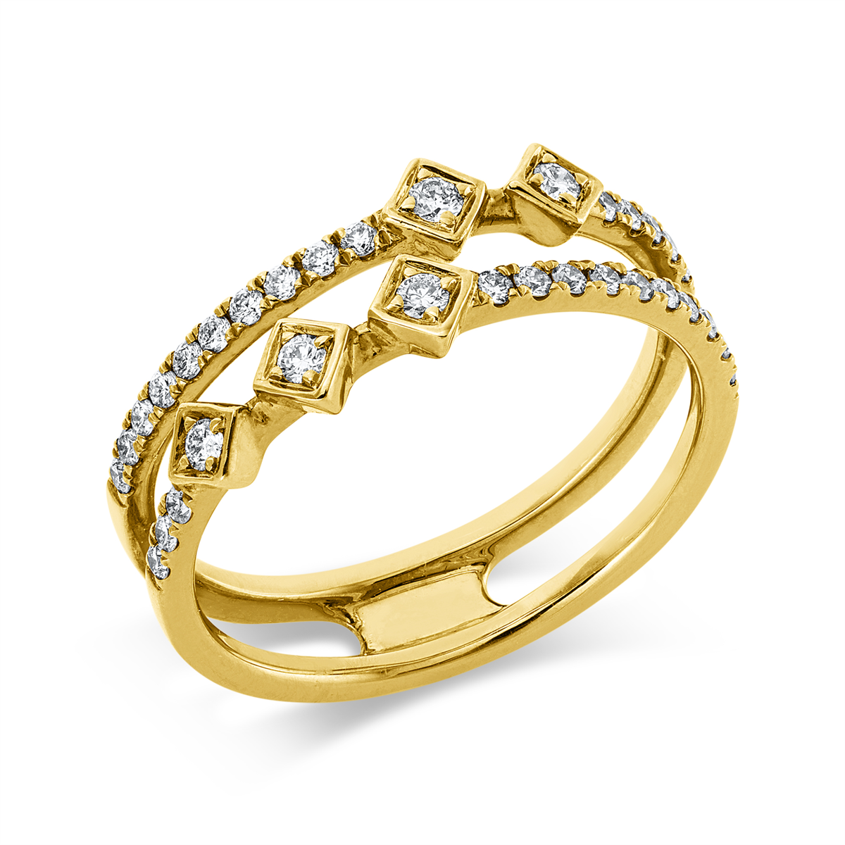 diamond full cut modern woman ring in yellow gold