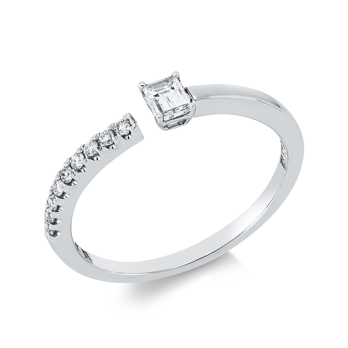 diamond full cut solitaire with accent stones ring in white gold