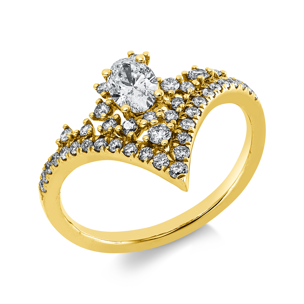 diamond full cut fancy colored diamond ring in yellow gold