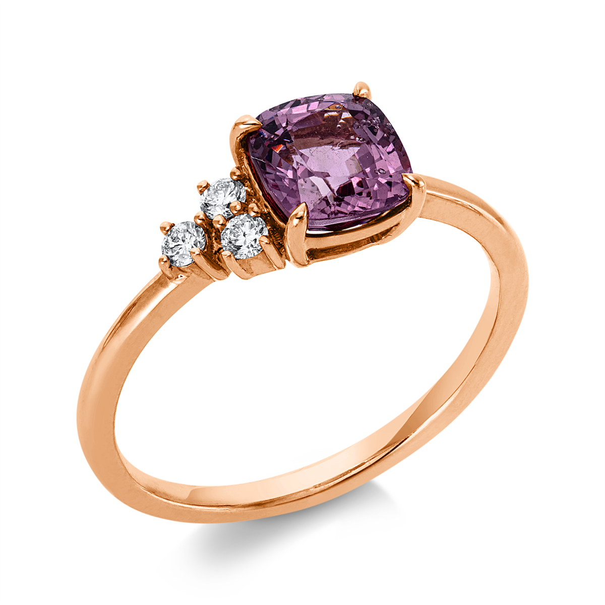 diamond full cut spinel colored stone fashion ring in red gold