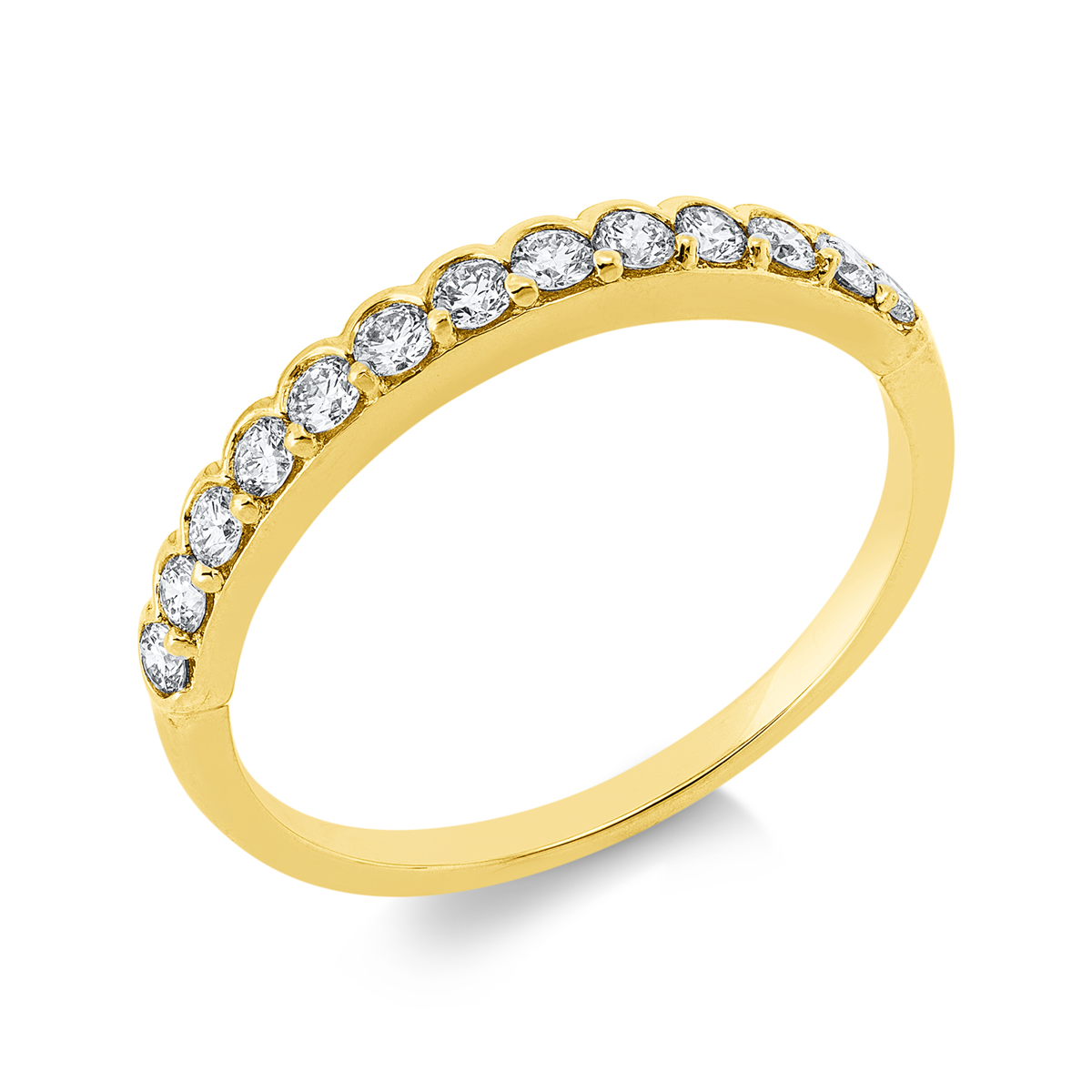 diamond full cut eternity half ring in yellow gold