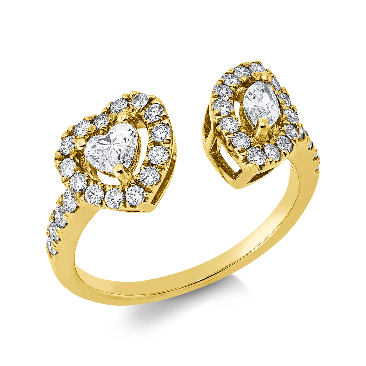 diamond full cut modern woman ring in yellow gold