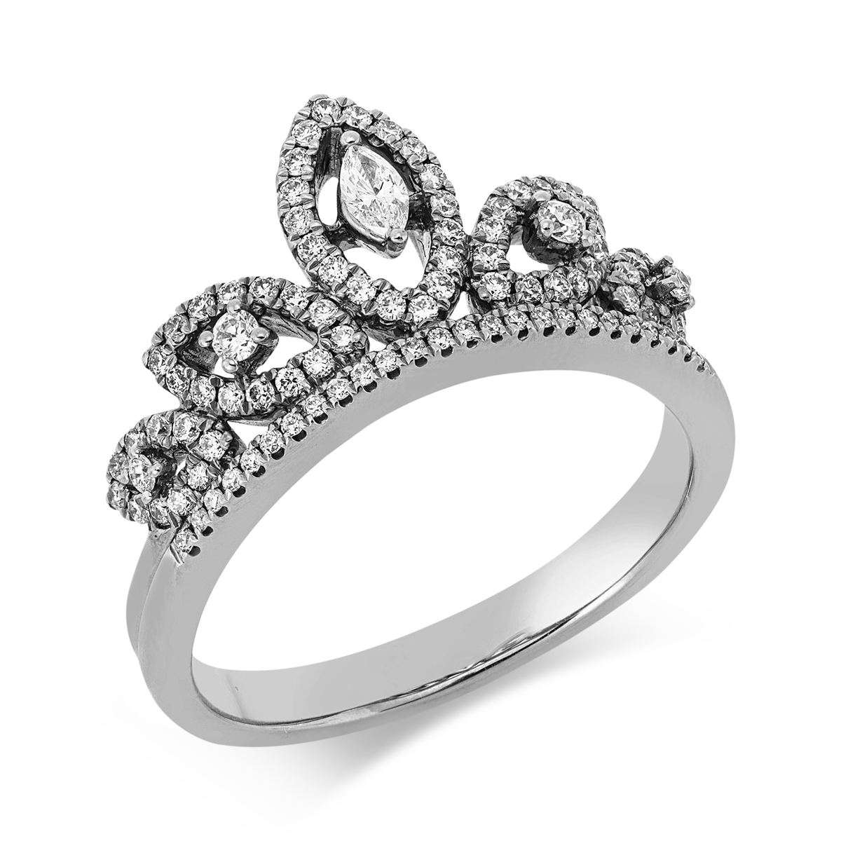 diamond full cut modern woman ring in white gold