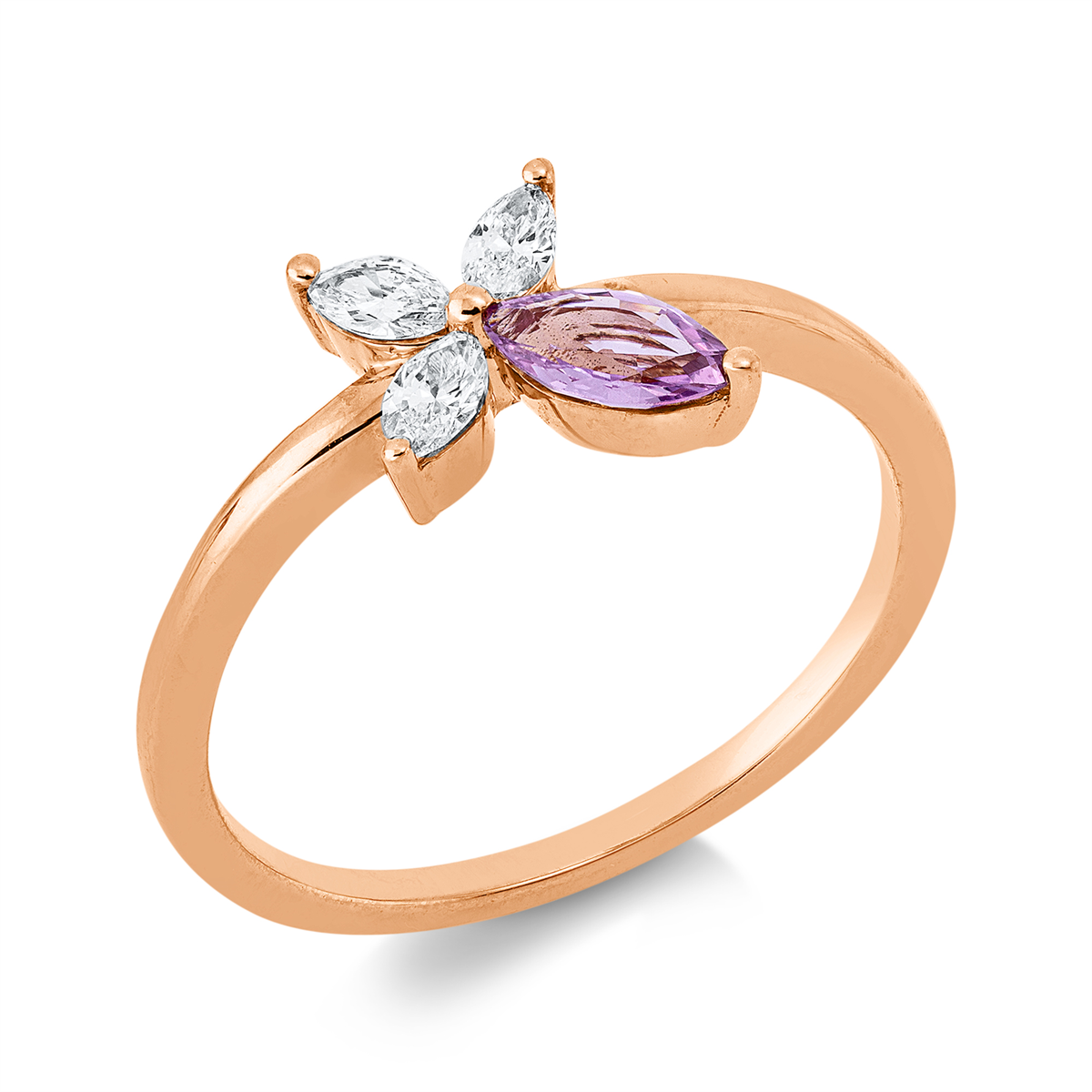 marquise sapphire colored stone classic ring in red gold