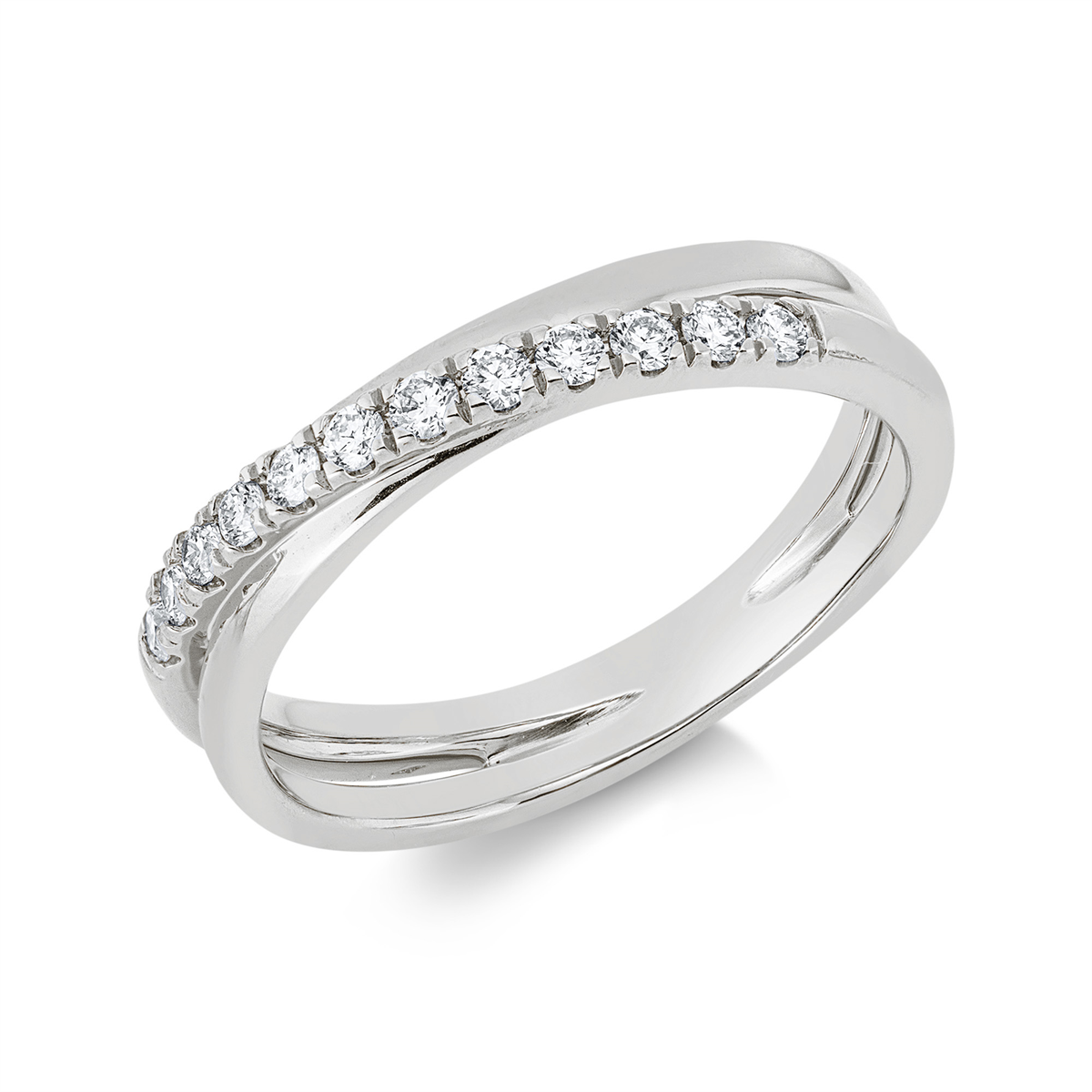 diamond full cut modern woman ring in white gold
