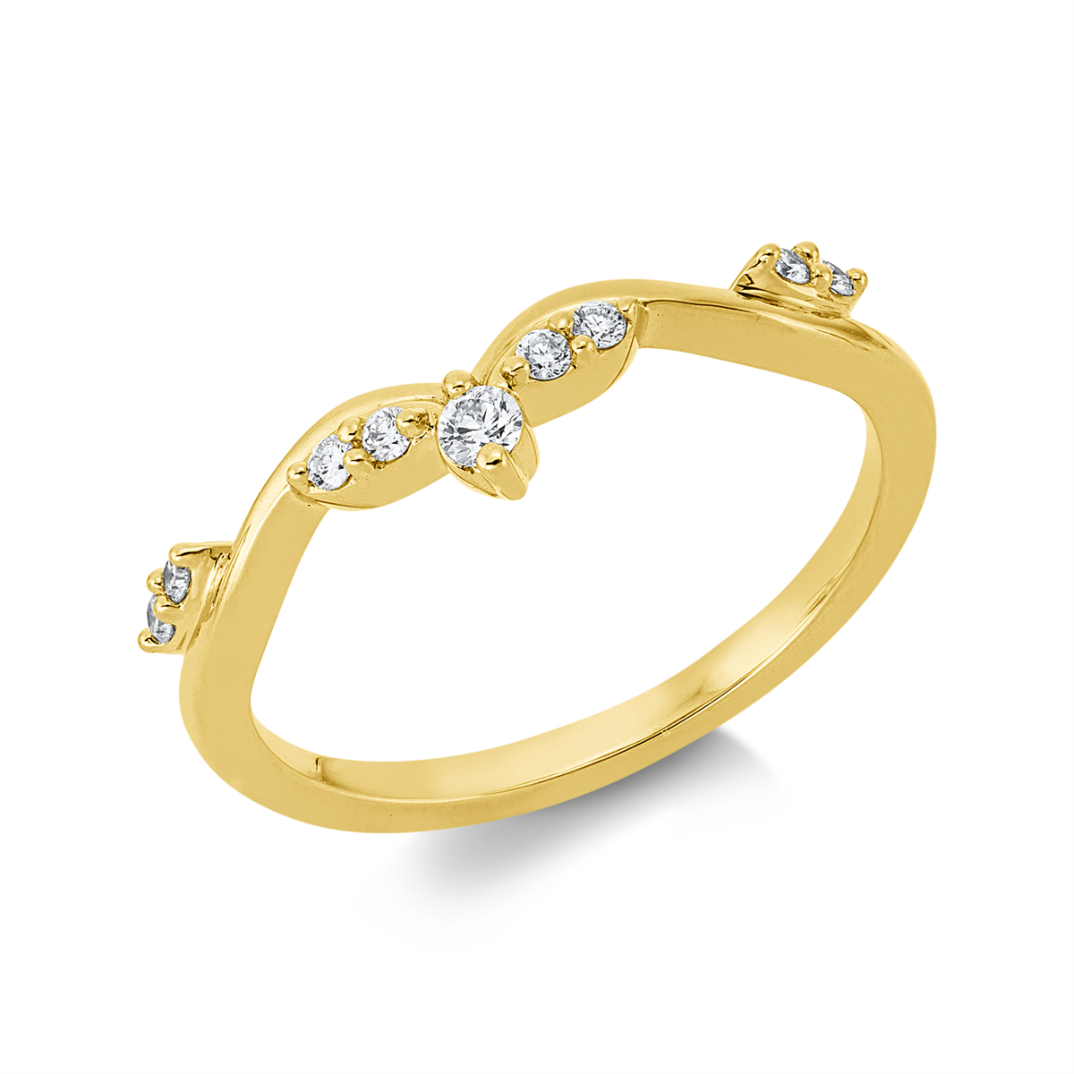 diamond full cut modern woman ring in yellow gold